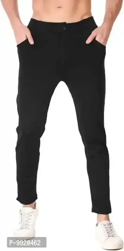 VANTAR Solid Men Track Pants (L, Black)-thumb4