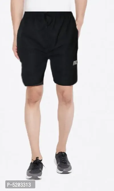 Trendy Solid Black Regular Shorts-thumb0