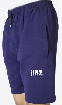 Trendy Cotton Blend Solid Men Blue Regular Shorts-thumb2