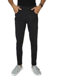 Trendy Cotton Blend Solid Men Black Track Pant-thumb3