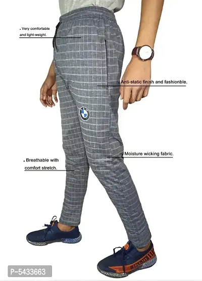 Checkered Men Grey Track Pants-thumb3