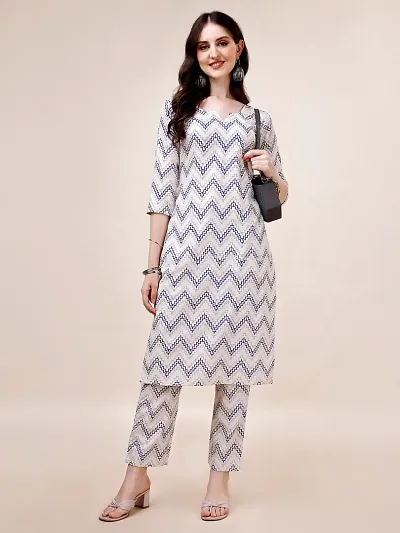 Stylish Multicolored Cotton A-Line Printed Kurta Bottom Set For Women - Co-ord Set For Women