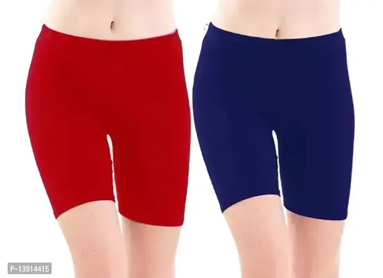 GlobyCraft Combo Pack of 2 Cotton Lycra Shorts/Cycling Shorts/Gym Shorts for Women  Girls