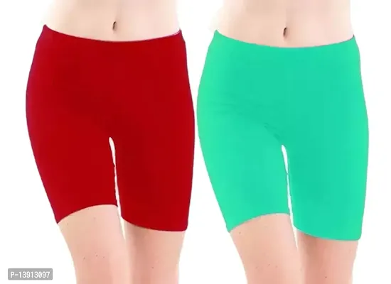 GlobyCraft Combo Pack of 2 Cotton Lycra Shorts/Cycling Shorts/Gym Shorts for Women  Girls