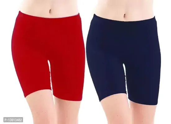 GlobyCraft Combo Pack of 2 Cotton Lycra Shorts/Cycling Shorts/Gym Shorts for Women  Girls