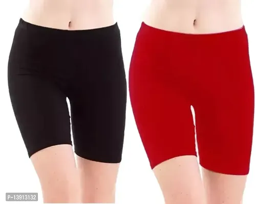 GlobyCraft Combo Pack of 2 Cotton Lycra Shorts/Cycling Shorts/Gym Shorts for Women  Girls