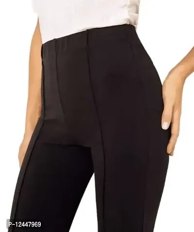 High Waist Bell Bottom Trouser/Wide Leg Trouser/Flared Trouser/Flared Bootcut Trouser for Women  Girls (Colour: Black )-thumb4