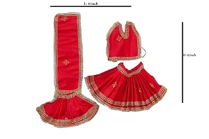 Handcrafted Radha Krishan ji Jugal Kishor Vastra || Poshak Dress for Standing Idol, Dresses Choli | Lehenga || Hanuman Ji Matarani ji Pooshak Cloth for God Dress | Poshak for God Vastra Idol (Red)-thumb1