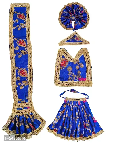 Radha Krishan ji Jugal Kishor Vastra for standing Idol, dresses Choli | Lehenga || hanuman Ji Matarani ji Pooshak Cloth for God Dress | Poshak for God Vastra Idol Size no 13 (Blue)-thumb3