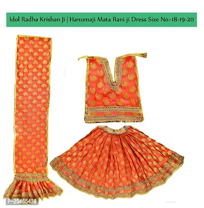 Handwork design Radha Krishan ji | Ram Darbar | Ram Parivaar | Vastra for Standing Idol, Dresses Choli | Lehenga | Hanuman Ji | Matarani ji Pooshak Cloth for God Dress Size no 18-19-20 (Orange)