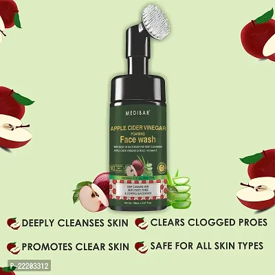 MEDIBAR? Apple Cider Vinegar Foaming Face Wash With Built-In Face Brush To Exfoliate  Deep Cleanse. With Aloe Vera  Basil For Clear, Moisturized Skin. Vegetarian, Paraben Free, 150 ml-thumb4