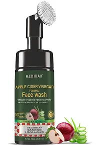 MEDIBAR? Apple Cider Vinegar Foaming Face Wash With Built-In Face Brush To Exfoliate  Deep Cleanse. With Aloe Vera  Basil For Clear, Moisturized Skin. Vegetarian, Paraben Free, 150 ml-thumb1