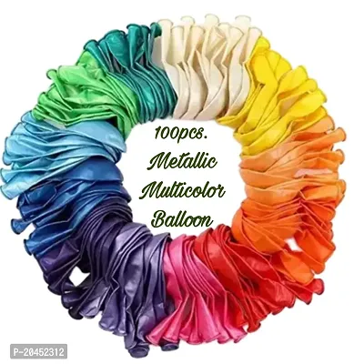 Shiny Metallic Latex Balloons Pack of 100 Pieces, Multicolor Balloons Packet | Balloons for Decoration | Multicolor Balloons for Birthday | Birthday Balloons for Decoration |-thumb0