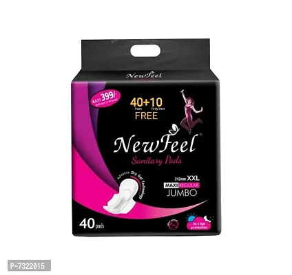 New Feel Sanitary Pads for Girls and Women, Soft and Comfortable 310mm Sanitary Napkins (XXL, 40 Pads + 10 Panty Liners)-thumb0