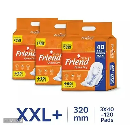 GiveIT2ME Sanitary Girl's Friend Quick Dry Sanitary Pads for Women (XXL+, 40 Pads, Pack of 3 )