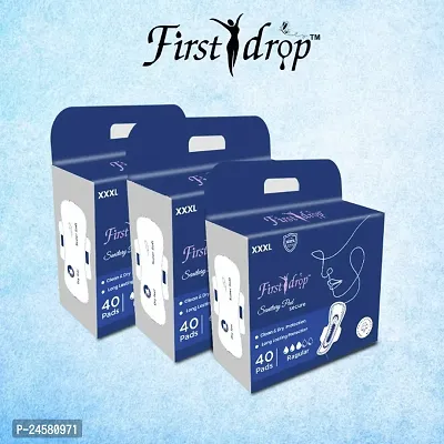 First drop  Advanced XXXL | 120 Pads | All Night Ultra Comfort Sanitary Pads for Women | Convert Heavy flow into Gel | Odour Control | Absorbs 2x more with Wider Back | Helps Prevent Rashes