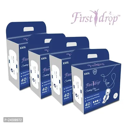 First drop  Advanced XXXL | 160 Pads | All Night Ultra Comfort Sanitary Pads for Women | Convert Heavy flow into Gel | Odour Control | Absorbs 2x more with Wider Back | Helps Prevent Rashes-thumb0