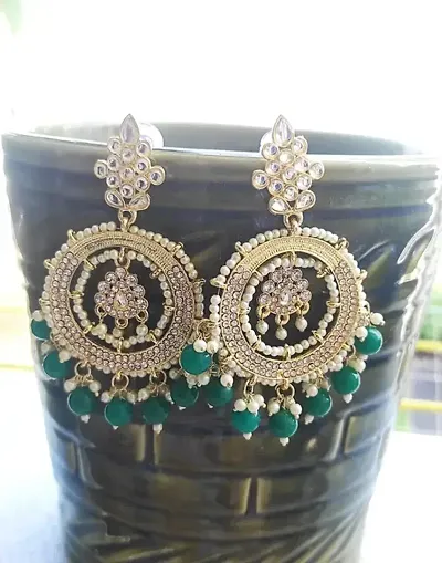 Alloy Beads Jhumkas Earrings For Women