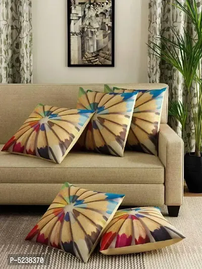 Trendy Attractive Jute Silk Printed Cushion Covers II Set of 5 II-thumb0