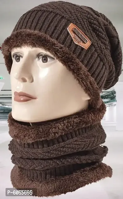 Brown Barklava With Neck Muffler Men-thumb0