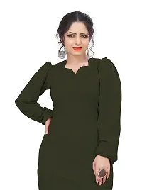 Myntra Women's New Fancy Trendy Lycra V-Neck Full Sleeve Western Dress (Green) Size:-X-Large-thumb3