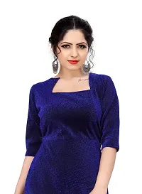 Myntra Women's New Fancy Trendy Korian Round Neck Half Sleeve Western Dress (Blue) Size:-Large-thumb3