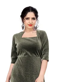 Myntra Women's New Fancy Trendy Korian Round Neck Half Sleeve Western Dress (Gold) Size:-Large-thumb3