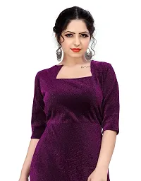 Myntra Women's New Fancy Trendy Korian Round Neck Half Sleeve Western Dress (Purple) Size:-Small-thumb3