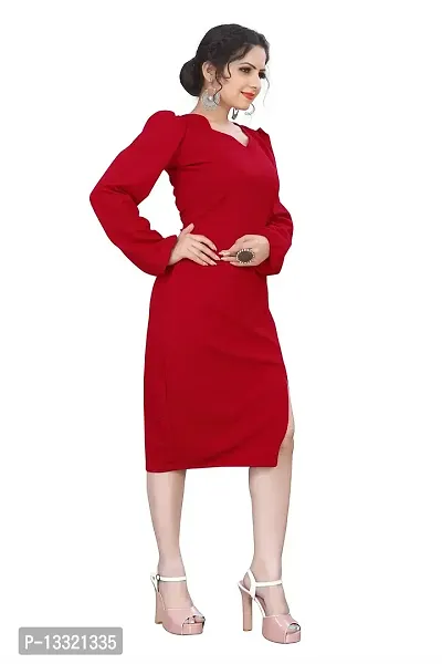 Buy Myntra Women's New Fancy Trendy Korian V-Neck Cap Sleeve Western Dress  (Red) Size:-Large Online In India At Discounted Prices