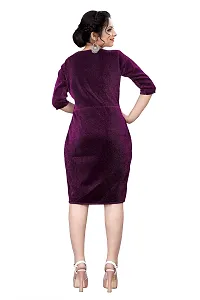 Myntra Women's New Fancy Trendy Korian Round Neck Half Sleeve Western Dress (Purple) Size:-Small-thumb2