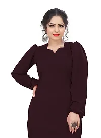 Myntra Women's New Fancy Trendy Lycra V-Neck Full Sleeve Western Dress (Maroon) Size:-XX-Large-thumb3