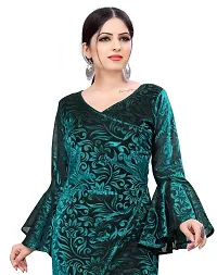Myntra Women's New Fancy Trendy Delta V-Neck Full Sleeve Western Dress (Green) Size:-Large-thumb3
