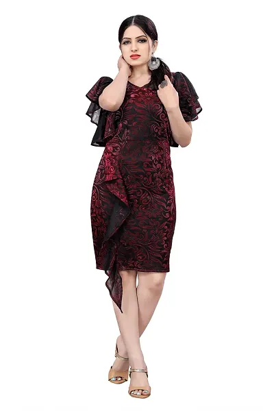 Myntra Women's New Fancy Trendy Delta V-Neck Half Sleeve Western Dress