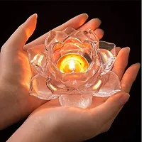 Candle Holder Crystal Glass Lotus Flower | Candle Holder | Glass Tealight Candle | Candle Holder White  Pack Of 1-thumb2