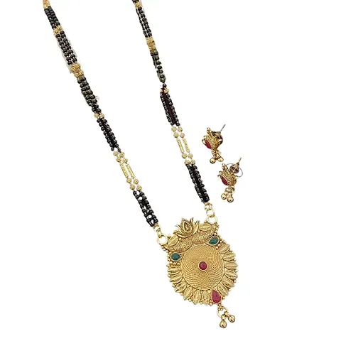 SPRINGAL Women's Alloy Mangalsutra| Jewelry for Women and Girls|Necklace Neckpiece (Golden) MMSS137