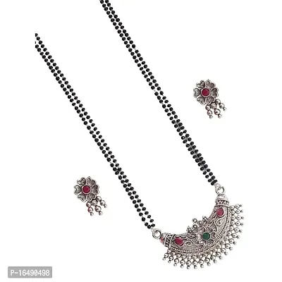 SPRINGAL Women's Alloy Silver Mangalsutra| Jewelry for Women and Girls|Necklace  Neckpiece (Silver) VSLS504