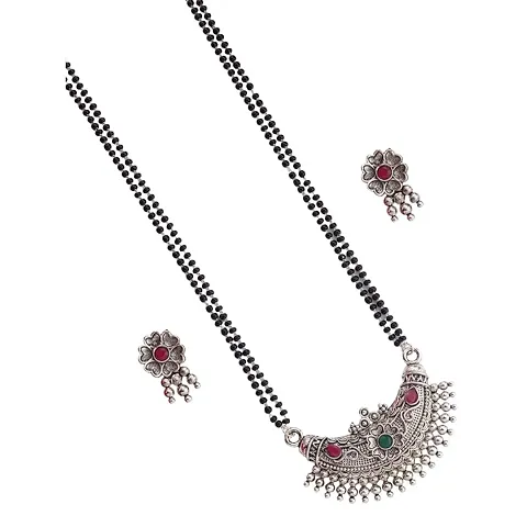 SPRINGAL Women's Alloy Silver Mangalsutra| Jewelry for Women and Girls|Necklace & Neckpiece (Silver) VSLS504