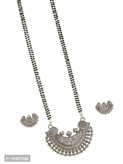 SPRINGAL Women's Alloy Silver Mangalsutra| Jewelry for Women and Girls|Necklace  Neckpiece (Silver) ASLS220-thumb0