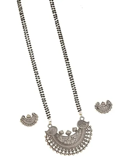 SPRINGAL Women's Alloy Silver Mangalsutra| Jewelry for Women and Girls|Necklace & Neckpiece (Silver) ASLS220
