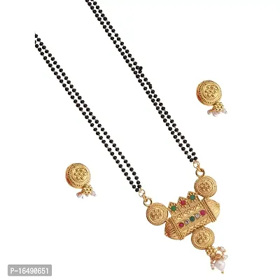 SPRINGAL Women's Alloy Golden Mangalsutra| Jewelry for Women and Girls|Necklace  Neckpiece (Golden) VMSS508