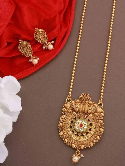 Beautiful Golden Alloy Mangalsutra with Earrings