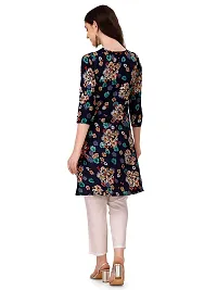 VEEKEEDA Women's Regular Printed Straight Crepe Stitched Kurti-thumb2