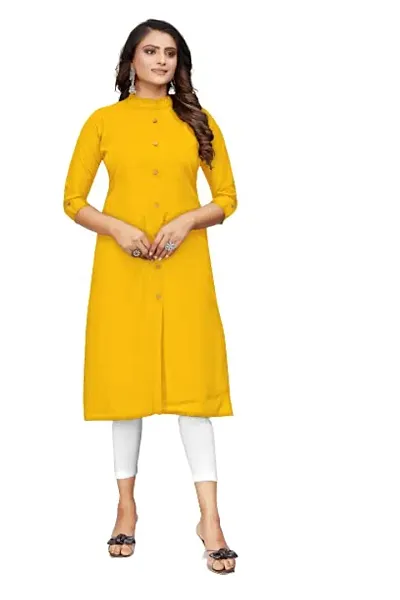 Stylish Multicoloured Cotton Blend Straight Solid Kurti