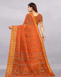 VEEKEEDA Women's Brasso 5.5 Meter Saree with 0.8 Meter Unstitched Blouse Piece (Orange)-thumb2