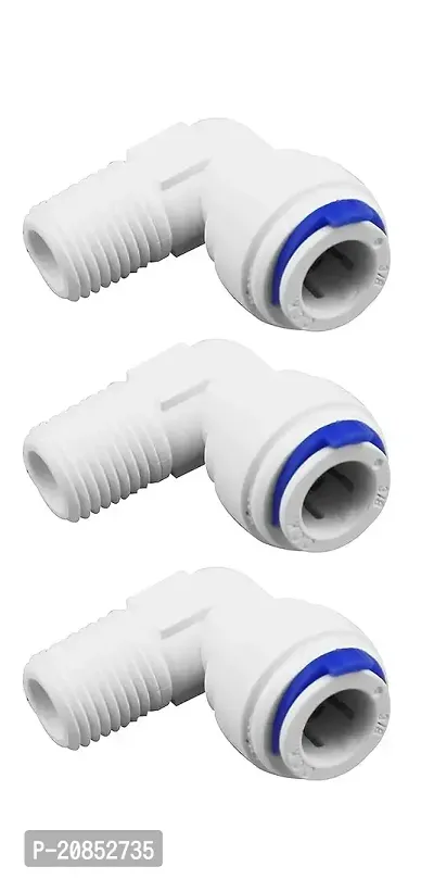 Ro Spares Plastic 1/4 Inch Male Thread To 3/8 Inch Quick Connect Elbow Connector 1/4inX3/8in For Ro Water Purifier Tube Fitting (3/8 Bowl Elbow-3Pcs), Pack Of 3