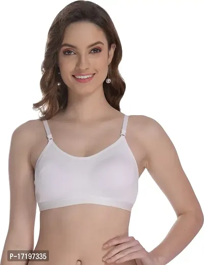 Women's Cotton Sports Bra for Gym, Yoga, Running, Bra for Girls, Racer Back, Full Coverage, Cup B (38, White)