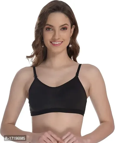 Women's Cotton Sports Bra for Gym, Yoga, Running, Bra for Girls, Racer Back, Full Coverage, Cup B (36, Black)