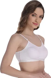 Women's Cotton Sports Bra for Gym, Yoga, Running, Bra for Girls, Racer Back, Full Coverage, Cup B (38, White)-thumb2