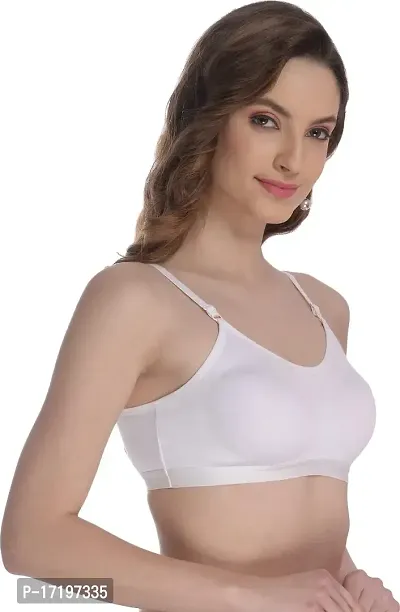 Women's Cotton Sports Bra for Gym, Yoga, Running, Bra for Girls, Racer Back, Full Coverage, Cup B (38, White)-thumb3