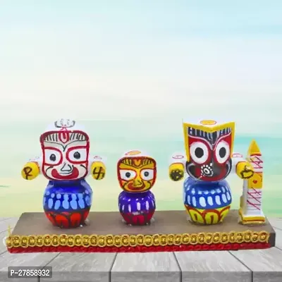 Real Craft Miniature Jagannath Deity with Siblings  Divine Stand Idol Decorative Showpiece-thumb0